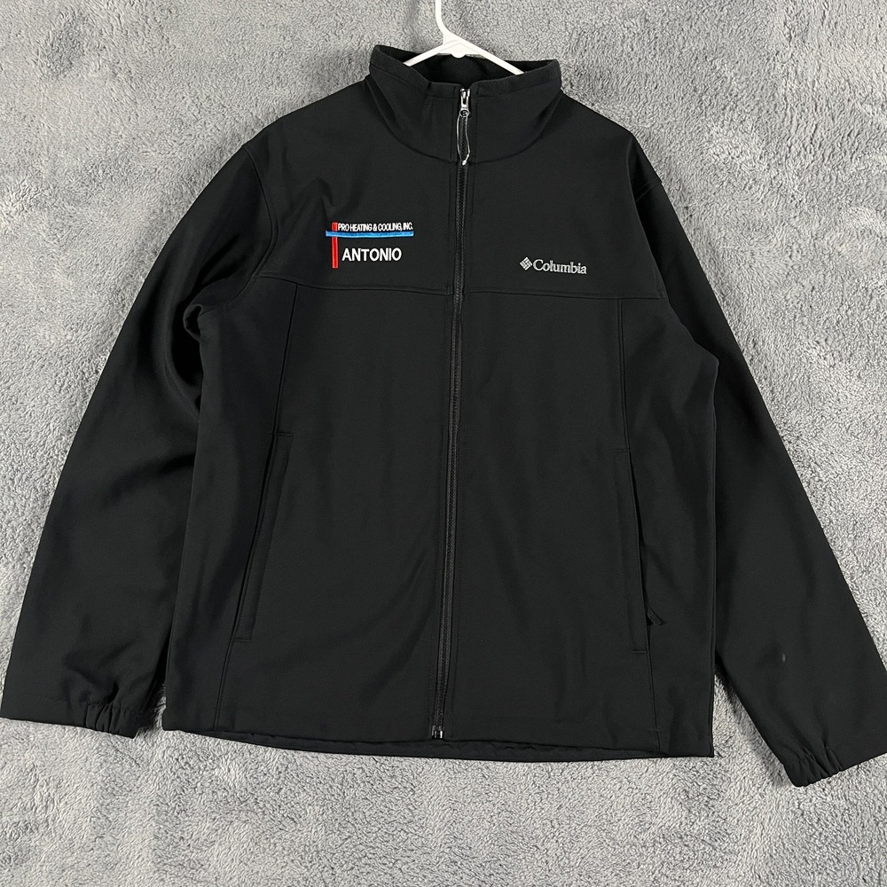 Columbia Softshell Jacket Mens Large Black Pro Heating & Cooling Lined Full Zip